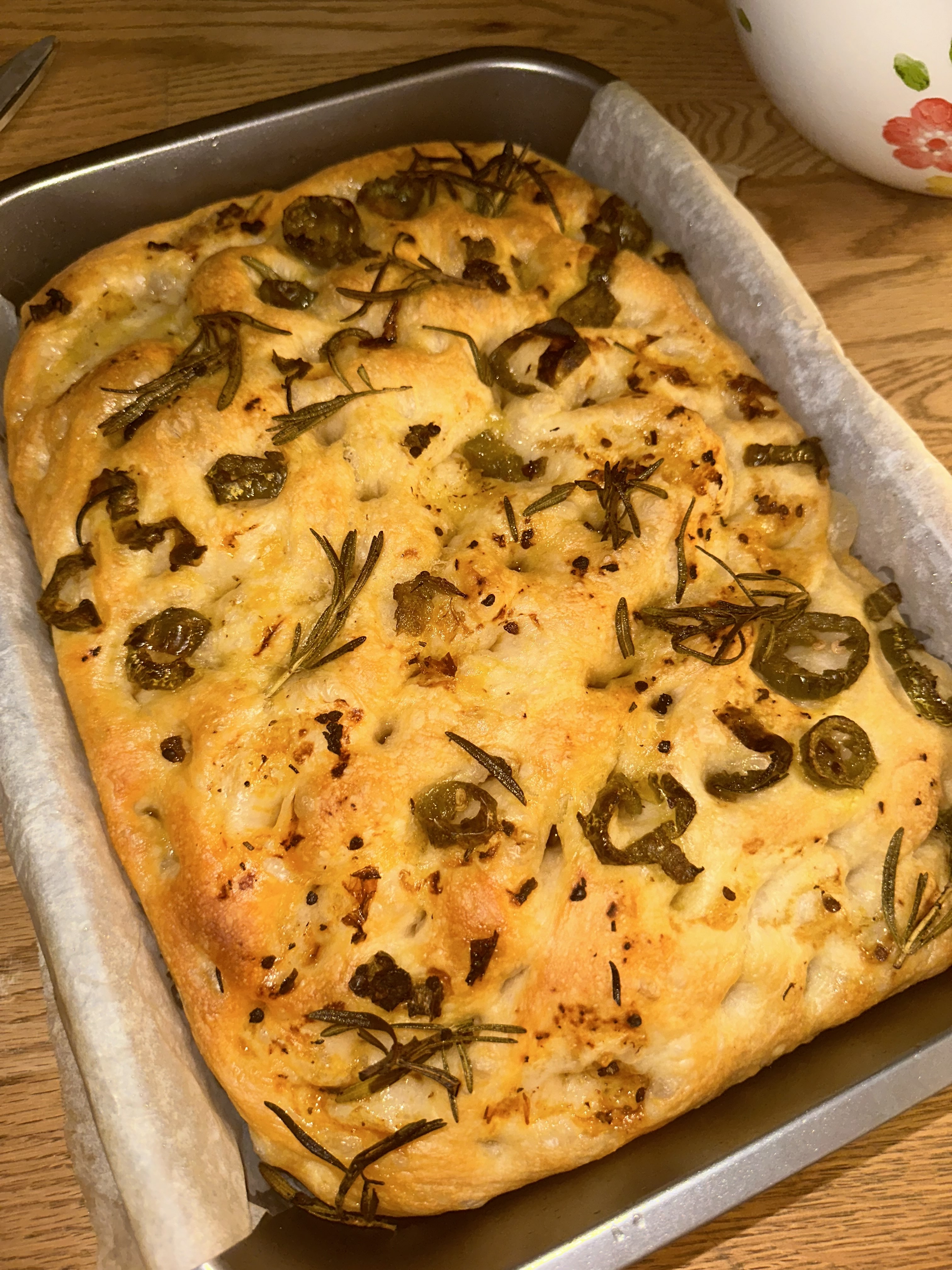 Fresh focaccia bread made by Cilantro Academy graduate chef Alia Amani