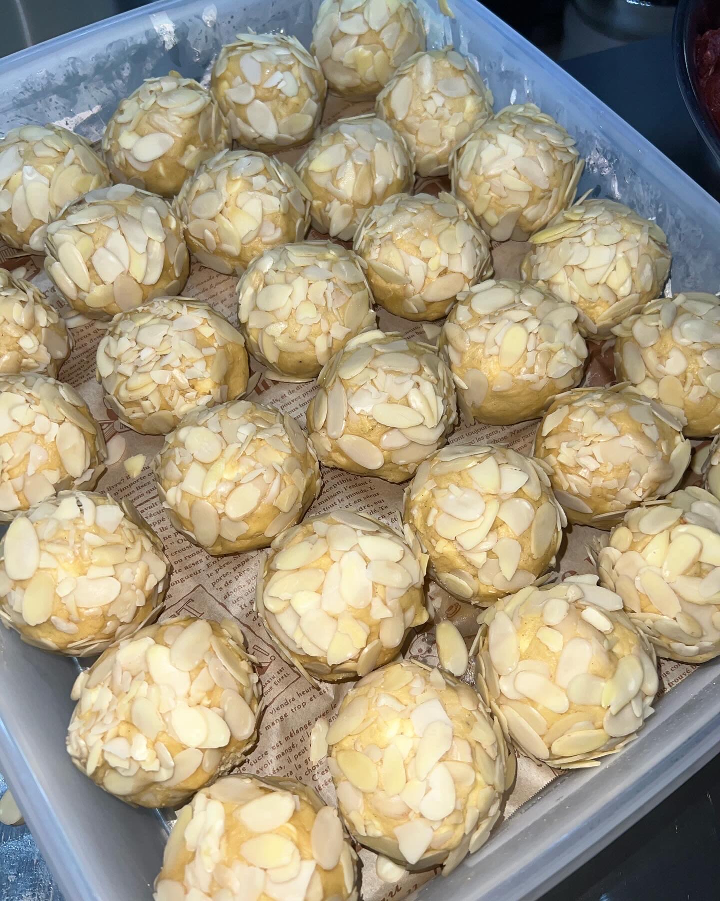 Rolled almond dough technique by Cilantro Academy graduate baker Selangor